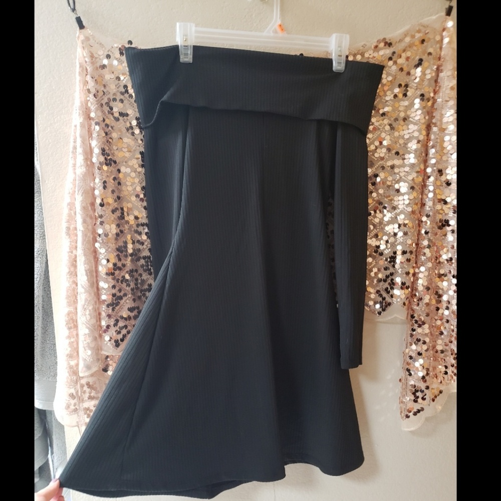 H&M Cold Shoulder Flare Long Sleeve LBD
